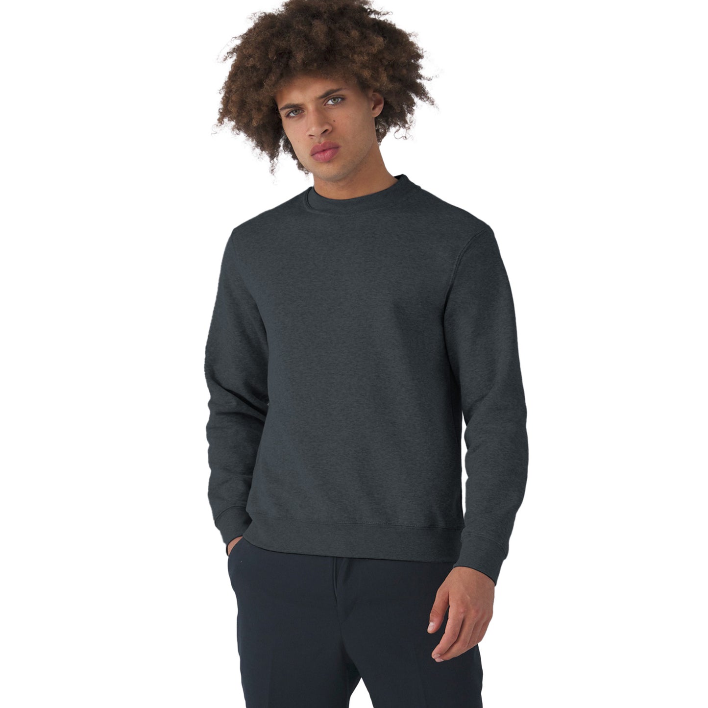 Heather Asphalt - Back - B&C Mens Set-in Sweatshirt