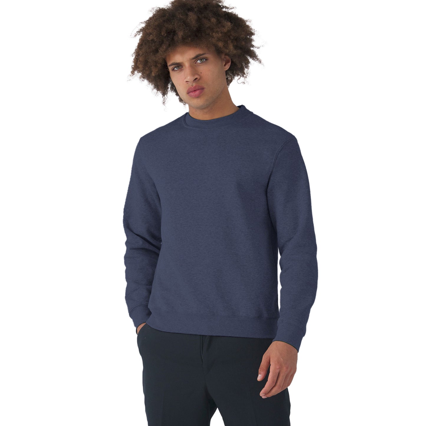Heather Navy - Back - B&C Mens Set-in Sweatshirt