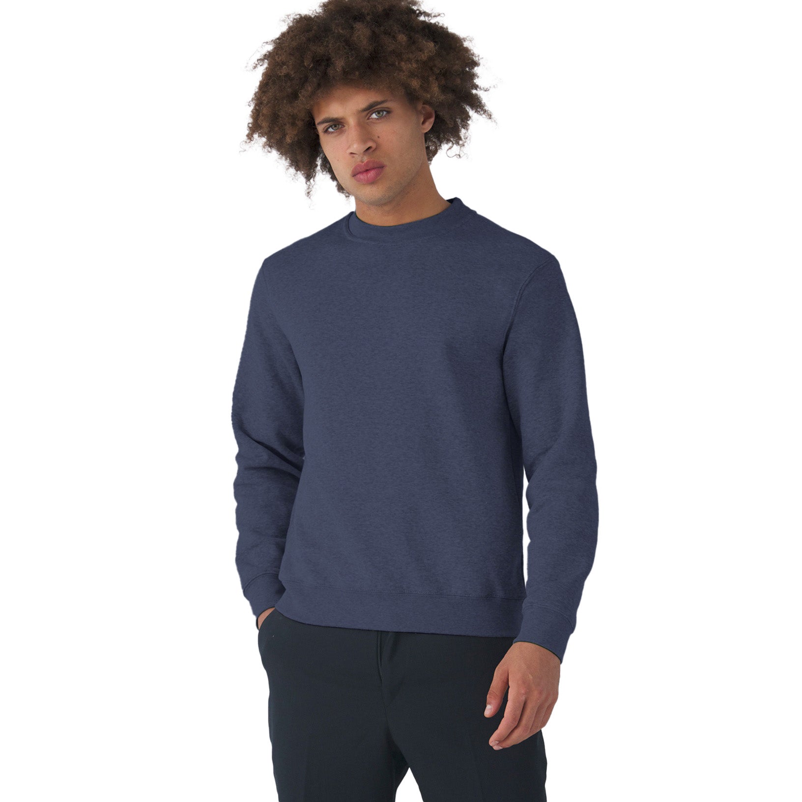 Heather Navy - Back - B&C Mens Set-in Sweatshirt