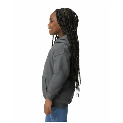 Charcoal - Pack Shot - Gildan Heavy Blend Childrens Unisex Hooded Sweatshirt Top - Hoodie