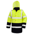 Fluorescent Yellow-Black - Front - Result Mens Two Tone Safety Coat