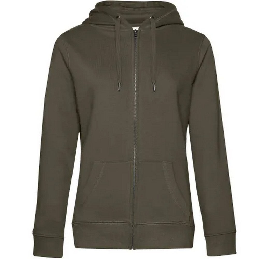 Khaki Green - Front - B&C Womens-Ladies Queen Hoodie