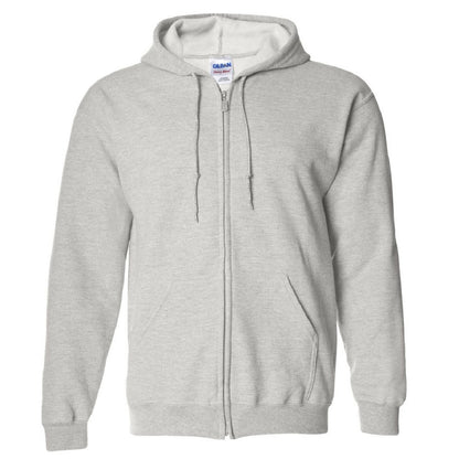 Ash - Front - Gildan Heavy Blend Unisex Adult Full Zip Hooded Sweatshirt Top