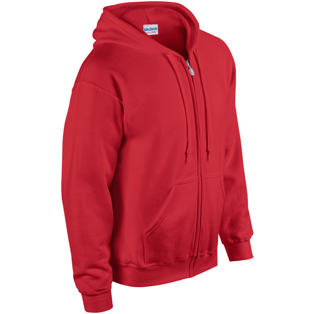 Red - Side - Gildan Heavy Blend Unisex Adult Full Zip Hooded Sweatshirt Top
