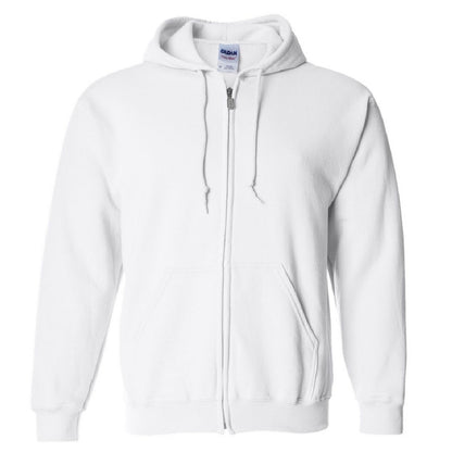 White - Front - Gildan Heavy Blend Unisex Adult Full Zip Hooded Sweatshirt Top