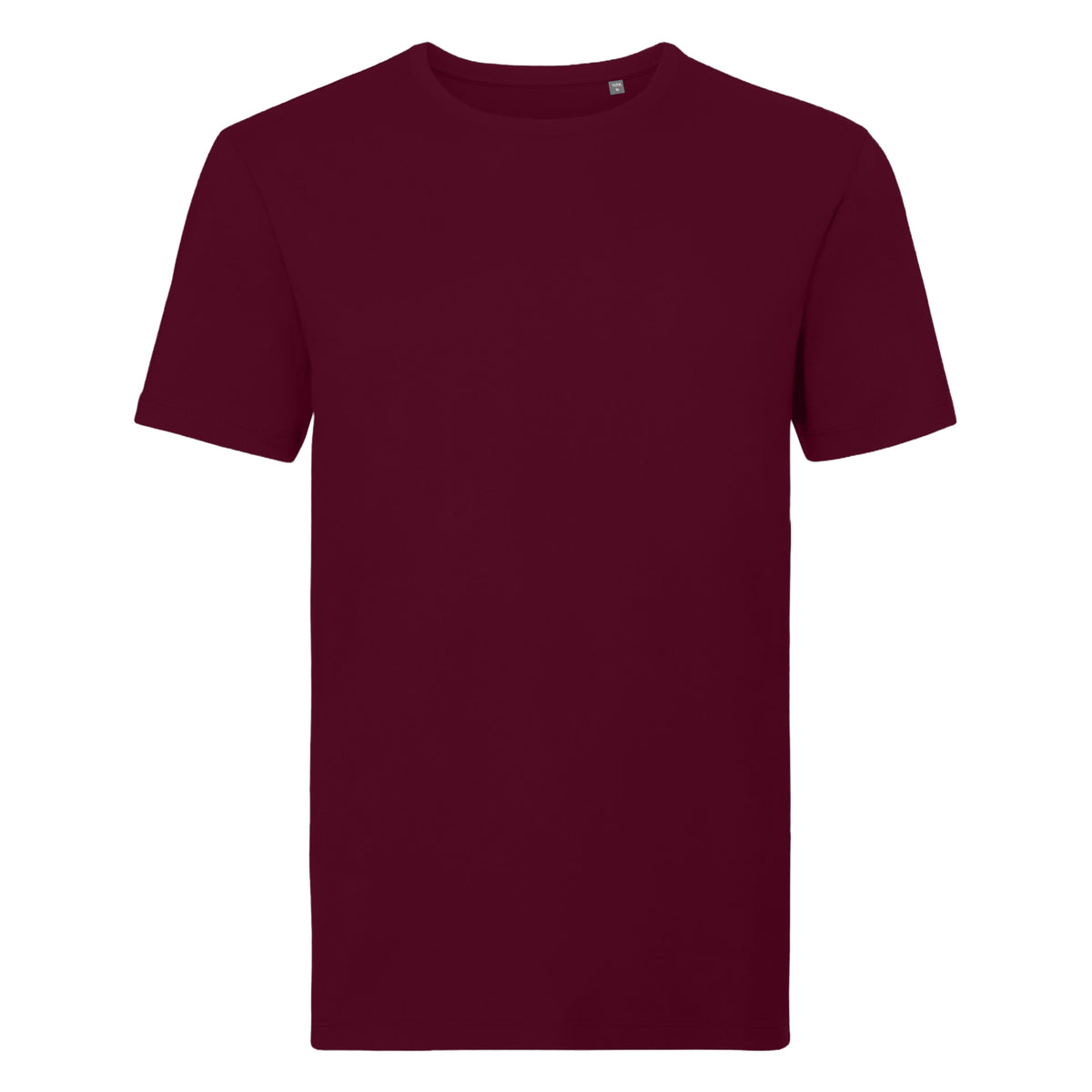 Burgundy - Front - Russell Mens Organic Short-Sleeved T-Shirt