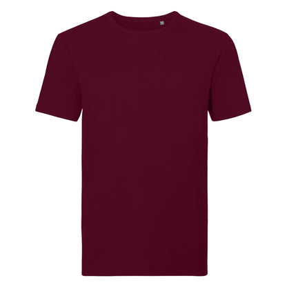 Burgundy - Front - Russell Mens Organic Short-Sleeved T-Shirt