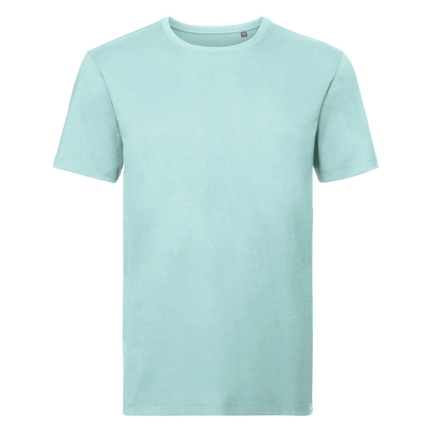 Aqua Blue - Front - Russell Mens Organic Short-Sleeved T-Shirt