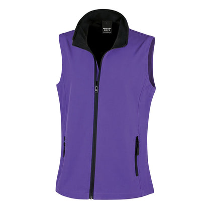 Purple-Black - Front - Result Womens-Ladies Softshell Body Warmer