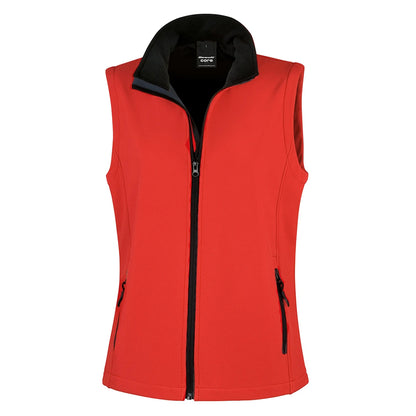 Red-Black - Front - Result Womens-Ladies Softshell Body Warmer
