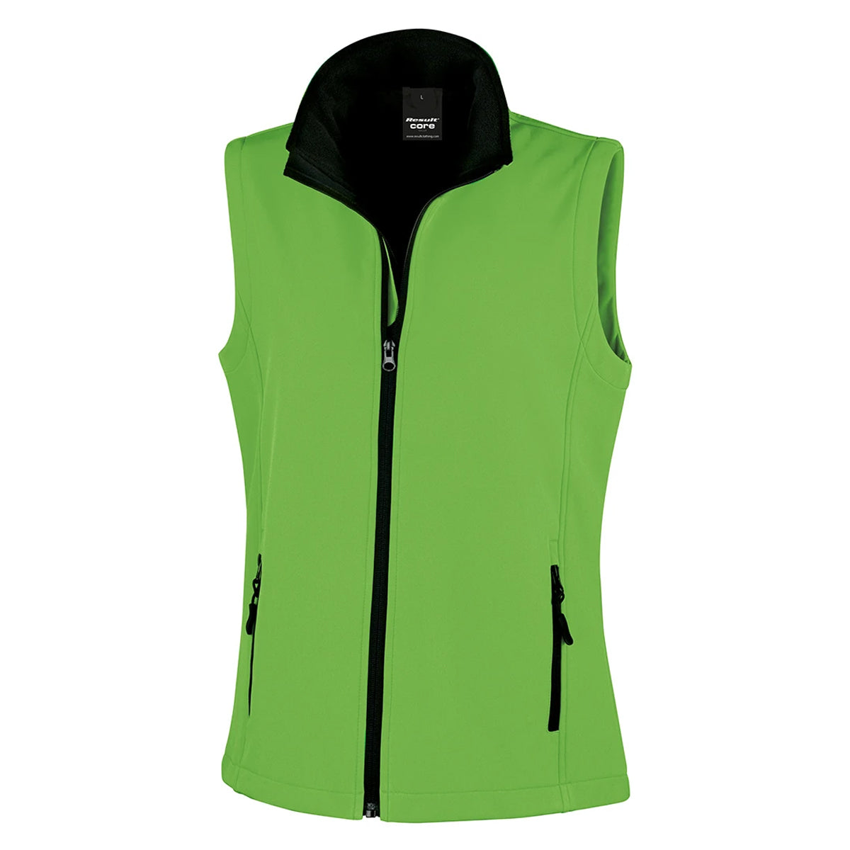 Vivid Green-Black - Front - Result Womens-Ladies Softshell Body Warmer