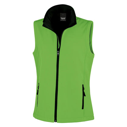 Vivid Green-Black - Front - Result Womens-Ladies Softshell Body Warmer