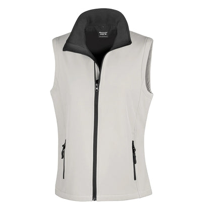 White-Black - Front - Result Womens-Ladies Softshell Body Warmer