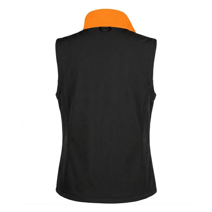 Black-Orange - Back - Result Womens-Ladies Softshell Body Warmer
