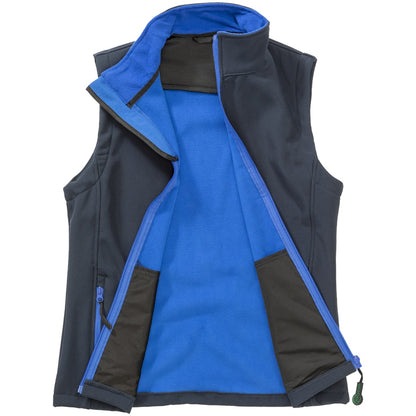 Navy-Royal Blue - Front - Result Womens-Ladies Softshell Body Warmer
