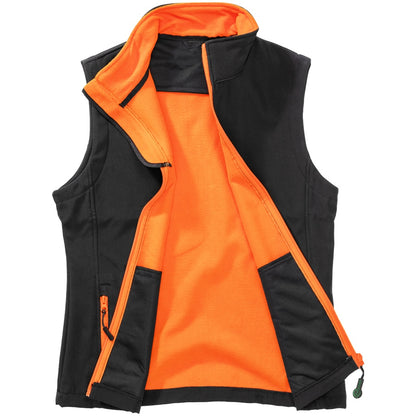 Black-Orange - Front - Result Womens-Ladies Softshell Body Warmer