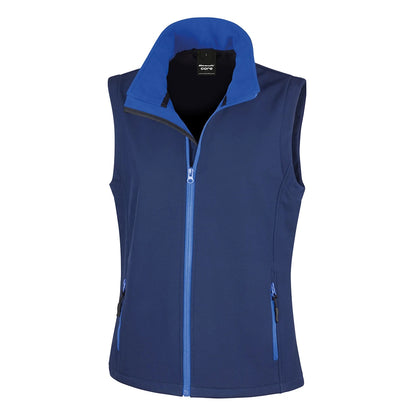 Navy-Royal Blue - Front - Result Womens-Ladies Softshell Body Warmer