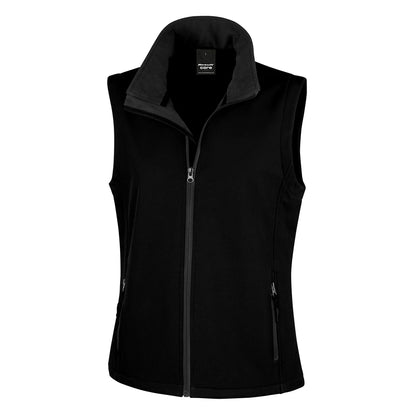 Black - Front - Result Womens-Ladies Softshell Body Warmer