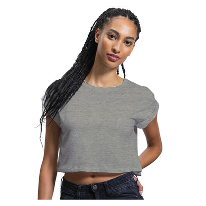 Heather Grey Melange - Back - Mantis Womens-Ladies Crop Top