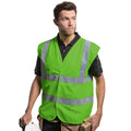 Lime Green - Back - Yoko Mens High-Vis Waistcoat