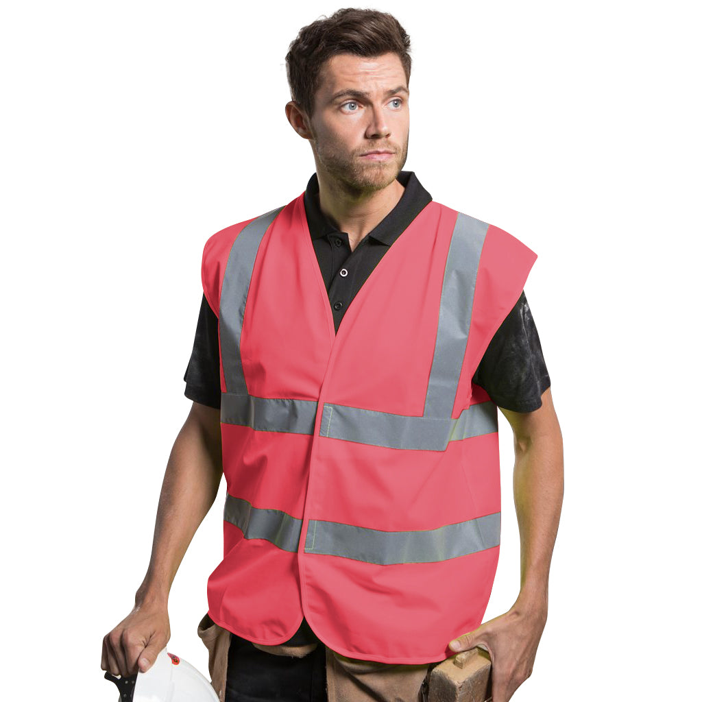 Pink - Back - Yoko Mens High-Vis Waistcoat