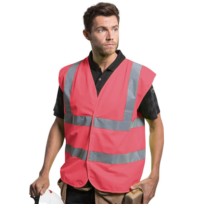 Pink - Back - Yoko Mens High-Vis Waistcoat