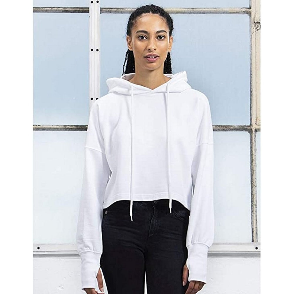 White - Back - Mantis Womens-Ladies Cropped Crop Top