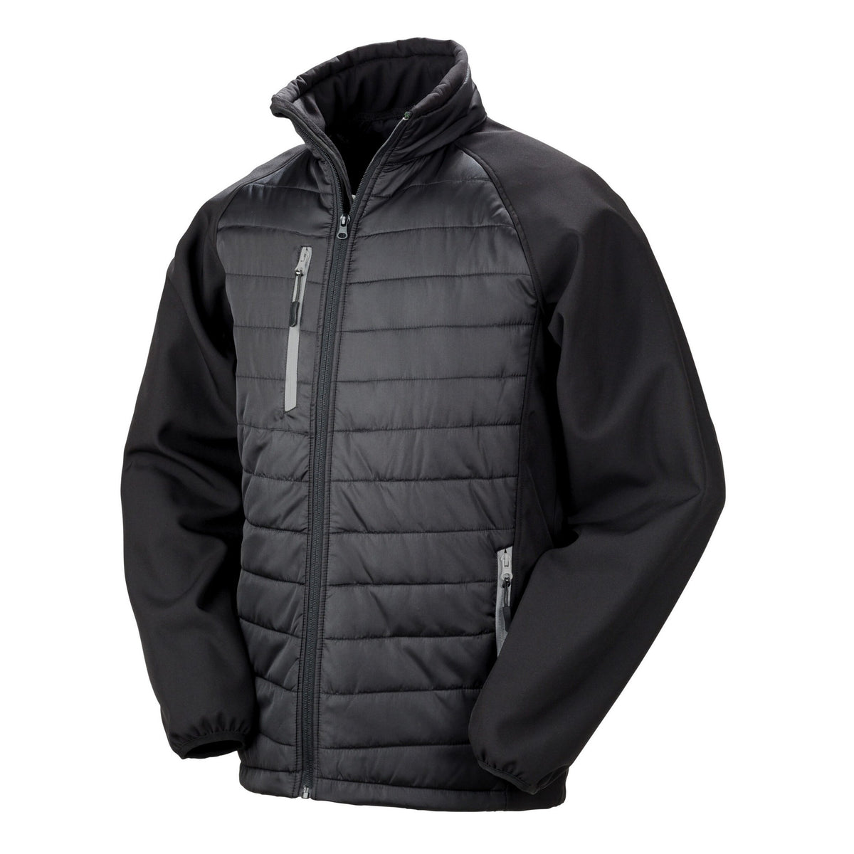 Black-Grey - Front - Result Unisex Adult Compass Softshell Gilet