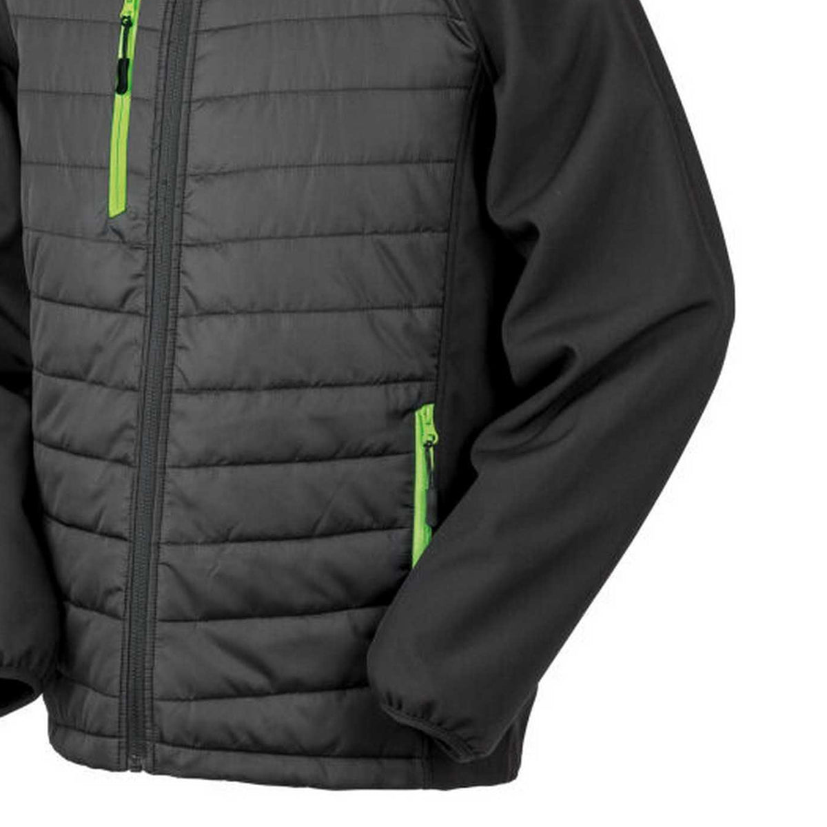 Black-Lime Green - Back - Result Unisex Adult Compass Softshell Gilet