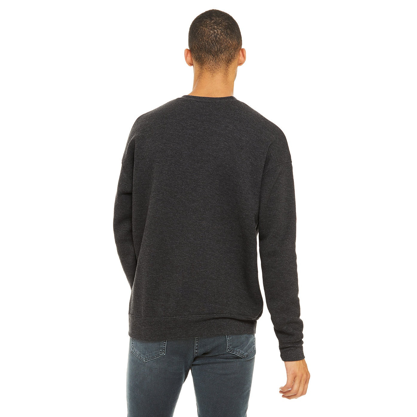 Dark Grey Heather - Back - Bella + Canvas Unisex Adult Fleece Drop Shoulder Sweatshirt