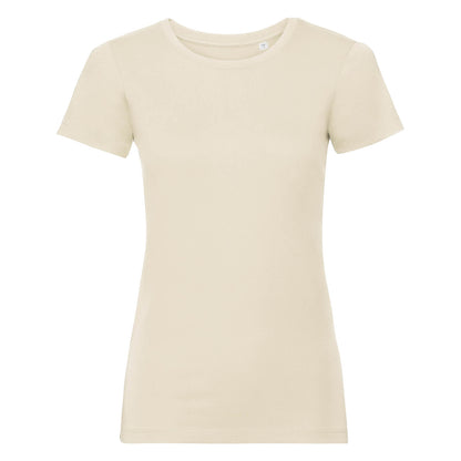 Natural - Front - Russell Womens-Ladies Organic Short-Sleeved T-Shirt