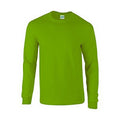 Light Blue - Close up - Gildan Mens Plain Crew Neck Ultra Cotton Long Sleeve T-Shirt