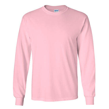 Light Pink - Front - Gildan Mens Plain Crew Neck Ultra Cotton Long Sleeve T-Shirt