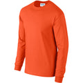 Sport Grey - Close up - Gildan Mens Plain Crew Neck Ultra Cotton Long Sleeve T-Shirt