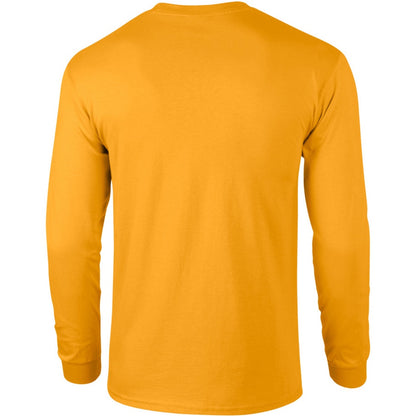 Gold - Back - Gildan Mens Plain Crew Neck Ultra Cotton Long Sleeve T-Shirt