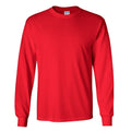 Red - Front - Gildan Mens Plain Crew Neck Ultra Cotton Long Sleeve T-Shirt