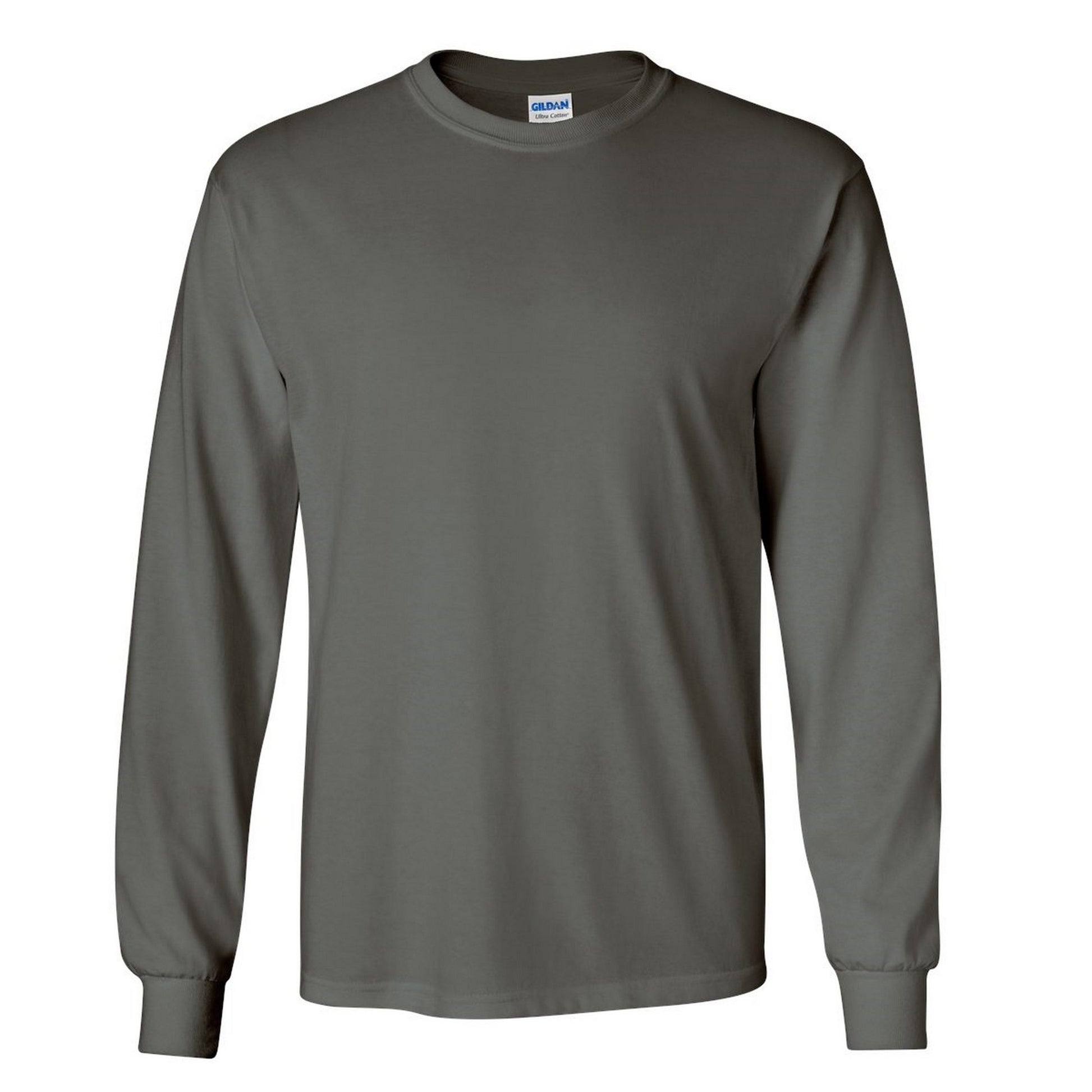 Irish Green - Pack Shot - Gildan Mens Plain Crew Neck Ultra Cotton Long Sleeve T-Shirt
