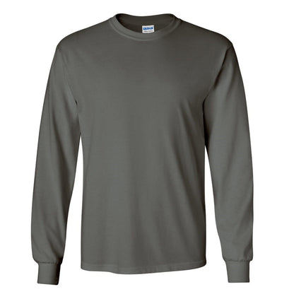 Irish Green - Pack Shot - Gildan Mens Plain Crew Neck Ultra Cotton Long Sleeve T-Shirt