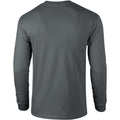 Charcoal - Back - Gildan Mens Plain Crew Neck Ultra Cotton Long Sleeve T-Shirt