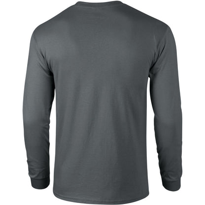 Charcoal - Back - Gildan Mens Plain Crew Neck Ultra Cotton Long Sleeve T-Shirt