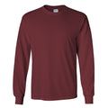 Maroon - Front - Gildan Mens Plain Crew Neck Ultra Cotton Long Sleeve T-Shirt