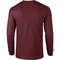 Maroon - Back - Gildan Mens Plain Crew Neck Ultra Cotton Long Sleeve T-Shirt