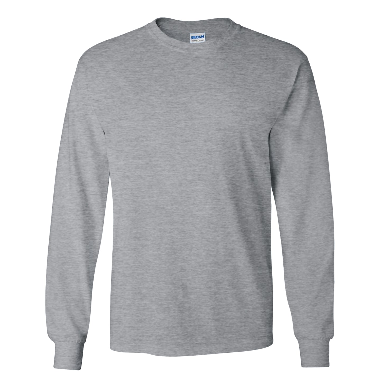 Sport Grey - Front - Gildan Mens Plain Crew Neck Ultra Cotton Long Sleeve T-Shirt