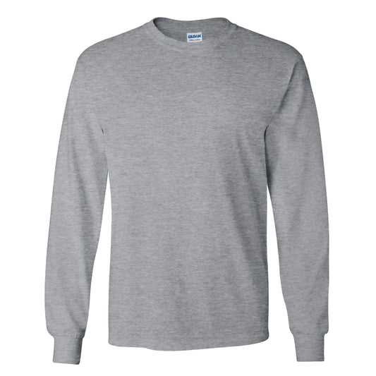 Sport Grey - Front - Gildan Mens Plain Crew Neck Ultra Cotton Long Sleeve T-Shirt