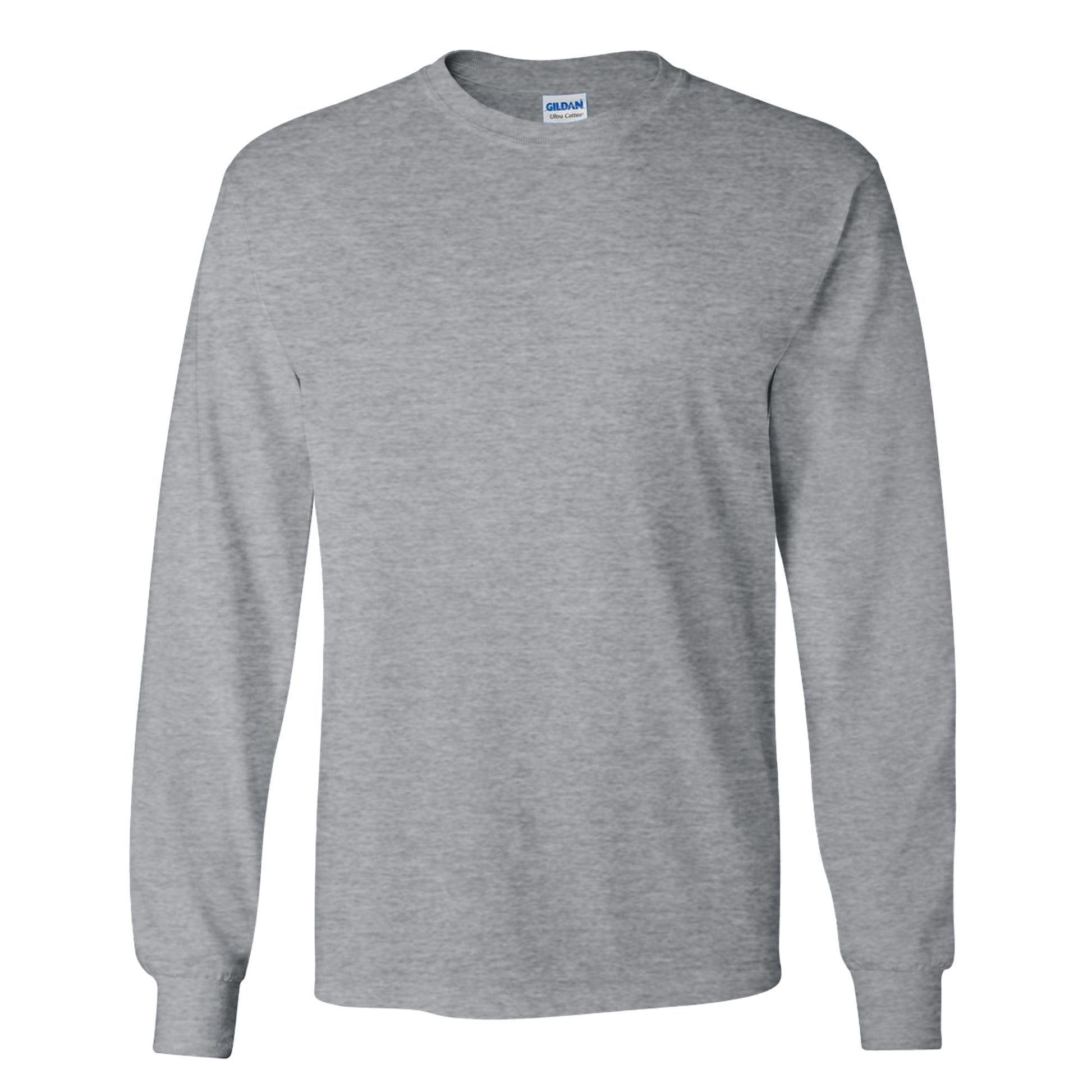New Safety Green - Lifestyle - Gildan Mens Plain Crew Neck Ultra Cotton Long Sleeve T-Shirt