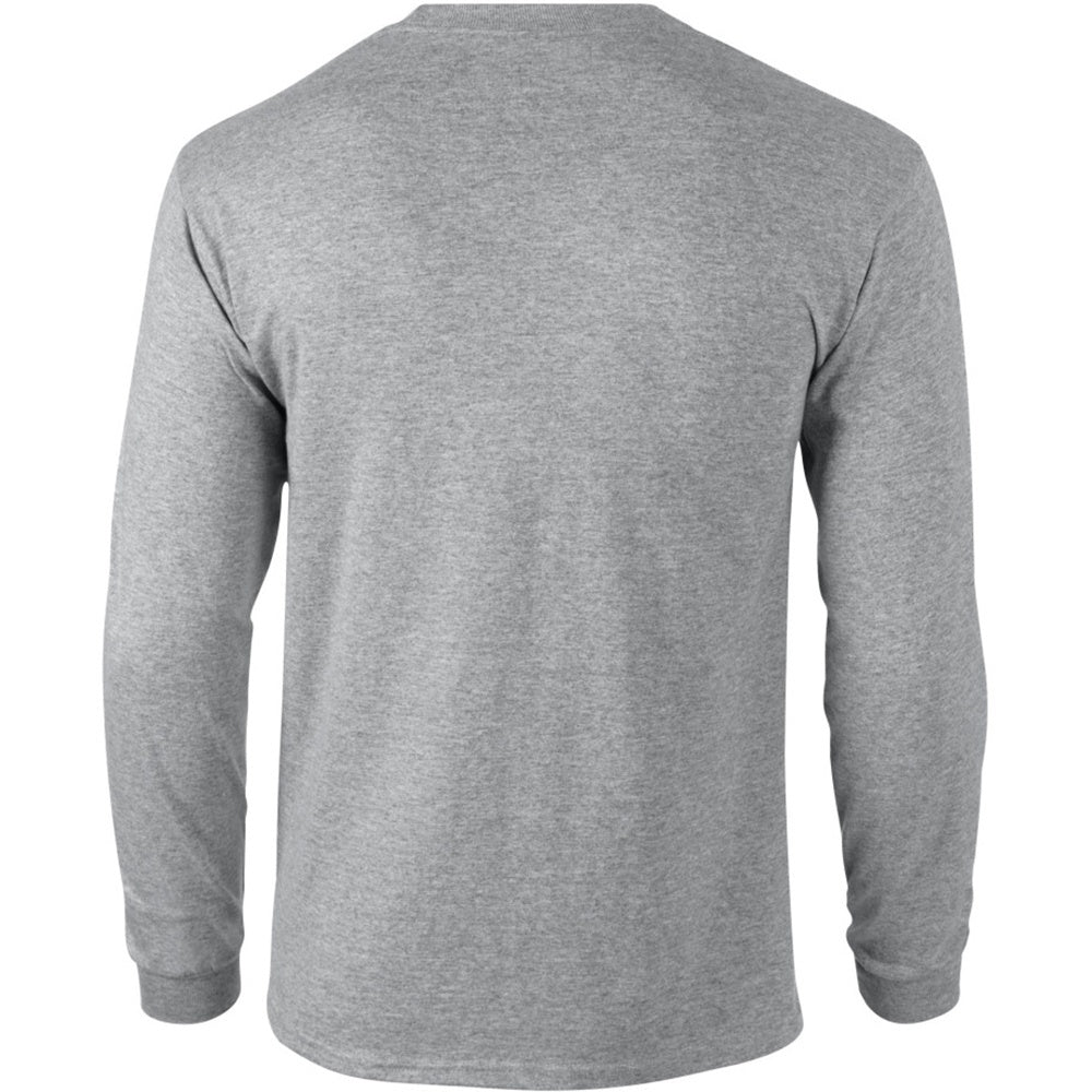 New Safety Green - Pack Shot - Gildan Mens Plain Crew Neck Ultra Cotton Long Sleeve T-Shirt