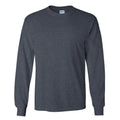 Dark Heather - Front - Gildan Mens Plain Crew Neck Ultra Cotton Long Sleeve T-Shirt