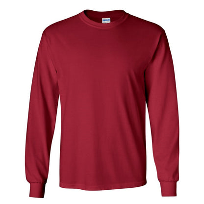 Cardinal - Front - Gildan Mens Plain Crew Neck Ultra Cotton Long Sleeve T-Shirt