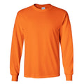 Safety Orange - Close up - Gildan Mens Plain Crew Neck Ultra Cotton Long Sleeve T-Shirt