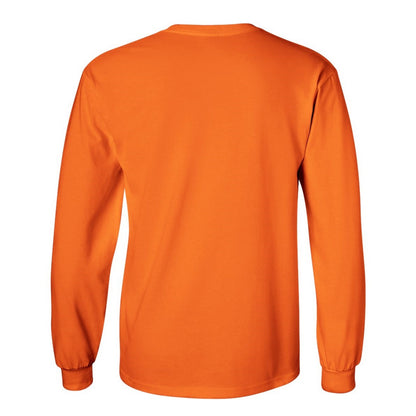 Safety Orange - Back - Gildan Mens Plain Crew Neck Ultra Cotton Long Sleeve T-Shirt